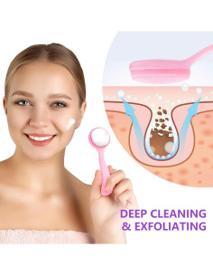 Cepillo Facial de Silicona HINZIC Rosa Exfoliador 13x4.1cm 2