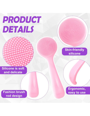 Cepillo Facial de Silicona HINZIC Rosa Exfoliador 13x4.1cm