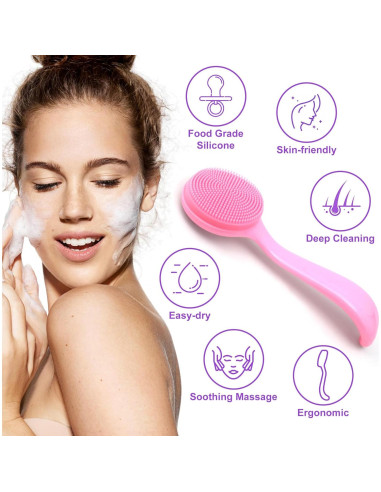 Cepillo Facial de Silicona HINZIC Rosa Exfoliador 13x4.1cm