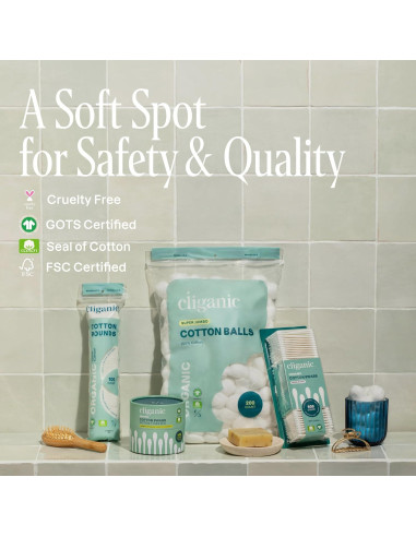 Hisopos de Algodón Orgánico Cliganic - 200 Unidades