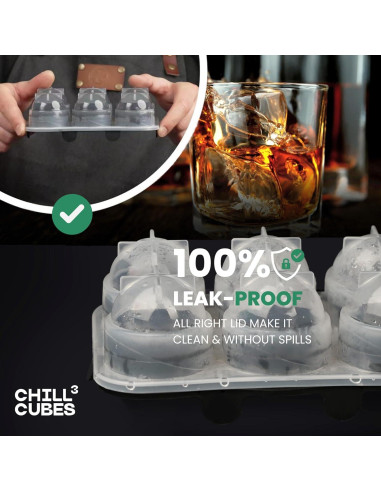 Bandejas de Hielo Redondas CHILLÓCUBES - Set de 2, 12 Esferas