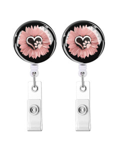 IAMRAVER Sujetadores de Insignias Retráctiles 2 Pack Girasol