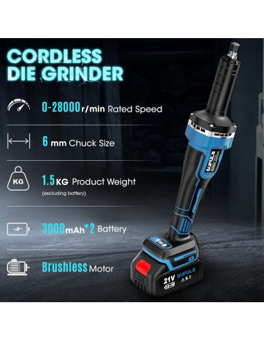 Amoladora Inalámbrica Dufuls LD-11-1-BL 12V 28000 RPM