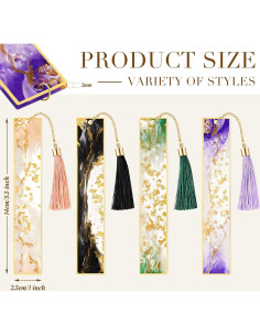 4 Marcadores de Libros de Resina Gersoniel con Flecos Coloridos 2