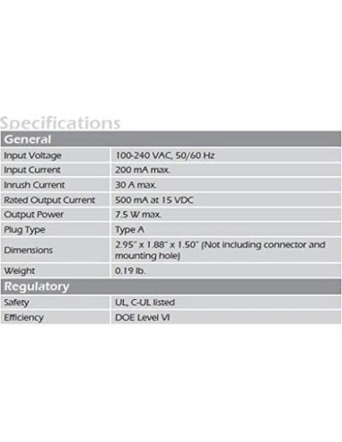 Fuente de Poder 15V 500mA Xelecx para Amplificadores CATV
