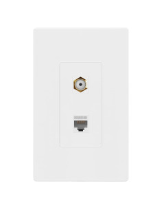 Placa de Pared Sin Tornillos ENERLITES 2 Puertos RJ45 CAT6 y A/V