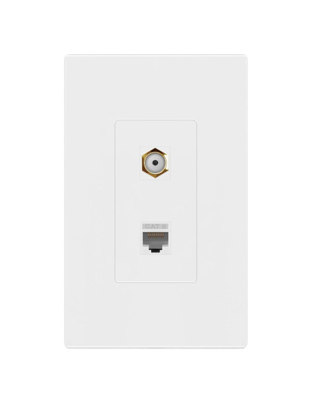 Placa de Pared Sin Tornillos ENERLITES 2 Puertos RJ45 CAT6 y A/V