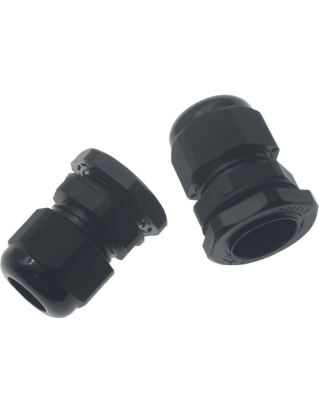 10 Conectores de Cable Impermeables M20x1.5 Nylon Negro IP68