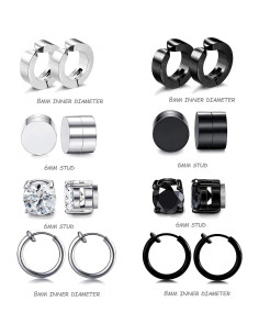 Set 12 Pares Pendientes Magnéticos Acero Inoxidable WAINIS 2