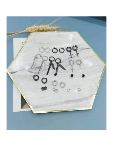 Set 12 Pares Pendientes Magnéticos Acero Inoxidable WAINIS