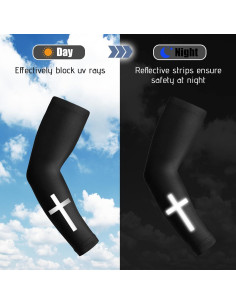 6 Pares Mangas de Protección Solar UV Unisex con Cruz 2