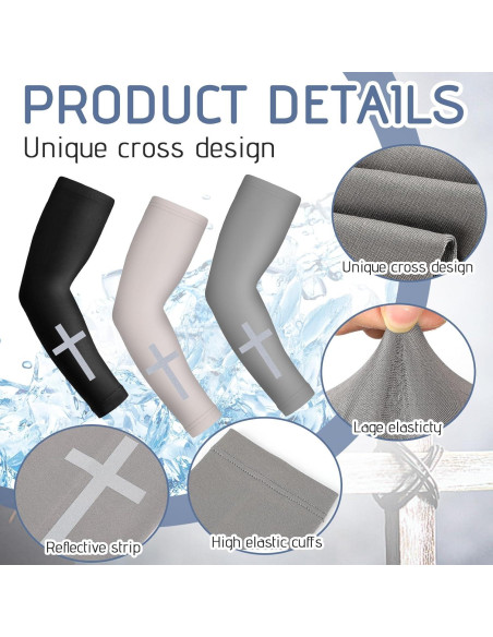 6 Pares Mangas de Protección Solar UV Unisex con Cruz