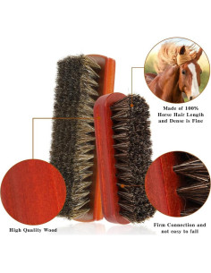 Cepillo de limpieza de zapatos Liwidon 2 piezas cerdas de caballo 2