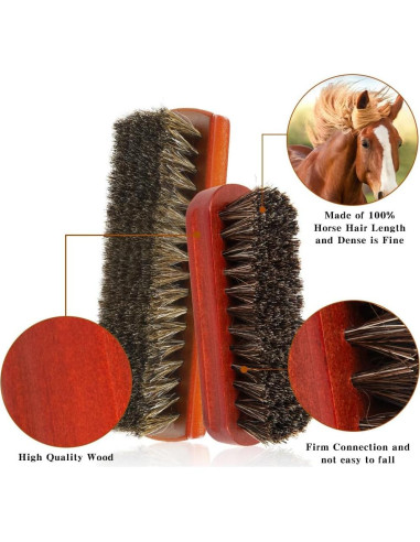 Cepillo de limpieza de zapatos Liwidon 2 piezas cerdas de caballo