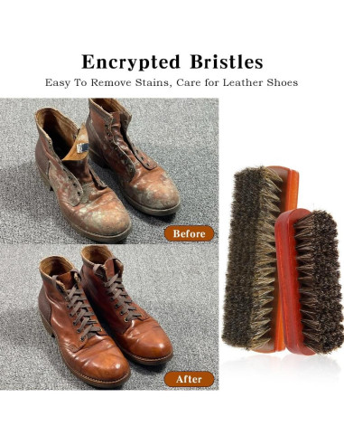 Cepillo de limpieza de zapatos Liwidon 2 piezas cerdas de caballo