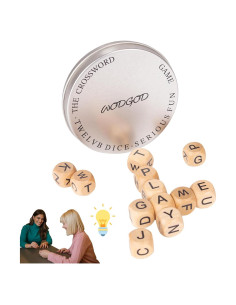Juego de Crucigramas Wodgod con 12 Dados de Letras Madera