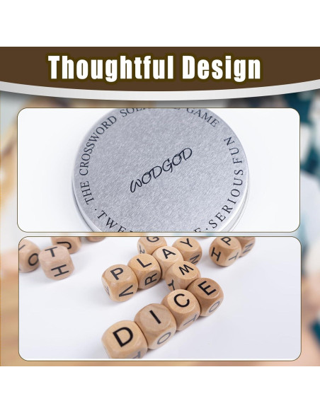 Juego de Crucigramas Wodgod con 12 Dados de Letras Madera