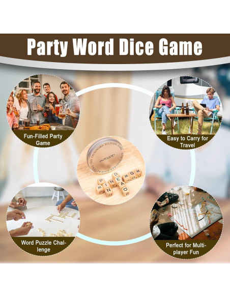 Juego de Crucigramas Wodgod con 12 Dados de Letras Madera