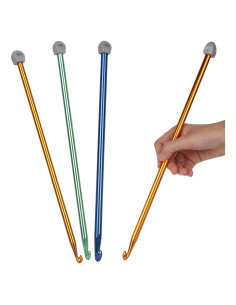 Juego de Ganchillos Tunecinos Coopay 3PCS 9-11mm Aluminio 35cm