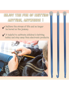 Juego de Ganchillos Tunecinos Coopay 3PCS 9-11mm Aluminio 35cm 2