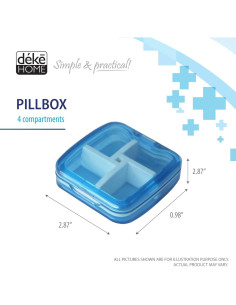 Organizador de Pastillas Deke Home 4 Compartimentos Compacto 2