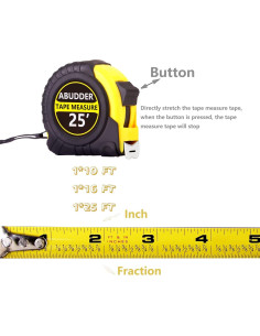 Paquete de 3 Cintas Métricas Retráctiles ABUDDER 3.05m 4.88m 7.62m 2