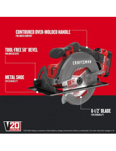 Sierra Circular Inalámbrica Craftsman V20 20V 6.35 cm 4200 RPM 2