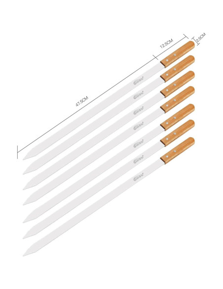 Pinchos de Kabob Goutime 60 cm Acero Inoxidable Set de 7