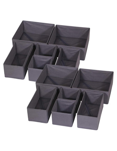 Organizador de Cajón DIOMMELL 12 Piezas Tela Plegable Gris