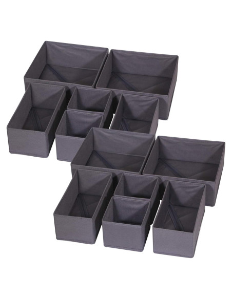 Organizador de Cajón DIOMMELL 12 Piezas Tela Plegable Gris