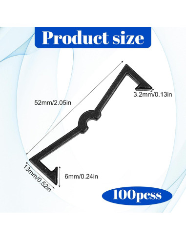 Clips de Tablero de Clavos Teaaha 100PCS Negro 5.08x1.35cm