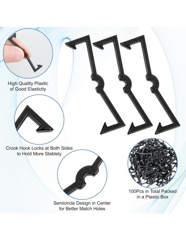 Clips de Tablero de Clavos Teaaha 100PCS Negro 5.08x1.35cm