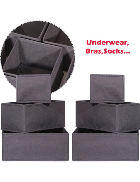 Organizador de Cajón DIOMMELL 12 Piezas Tela Plegable Gris