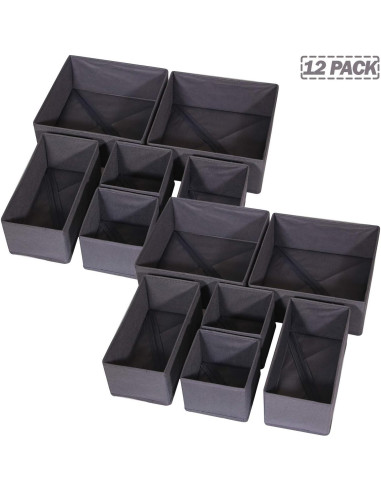 Organizador de Cajón DIOMMELL 12 Piezas Tela Plegable Gris