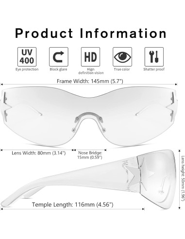 Gafas de sol envolventes COASION Y2K para hombres y mujeres