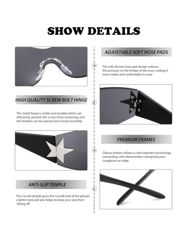 Gafas de sol envolventes COASION Y2K para hombres y mujeres