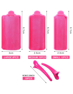 Juego de 40 Rulos de Espuma de Satén Rojo Rosa con Clips 2