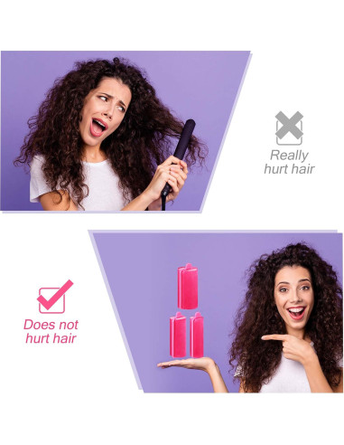 Juego de 40 Rulos de Espuma de Satén Rojo Rosa con Clips