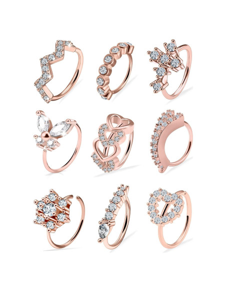 Aros Nasales Vsnnsns 20G Acero Quirúrgico Oro Rosa 8mm