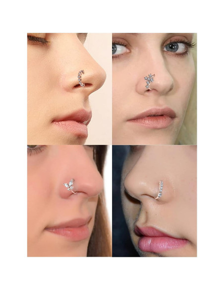 Aros Nasales Vsnnsns 20G Acero Quirúrgico Oro Rosa 8mm