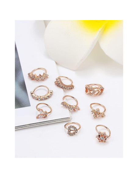 Aros Nasales Vsnnsns 20G Acero Quirúrgico Oro Rosa 8mm