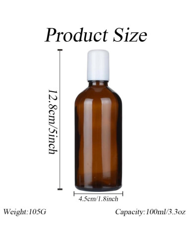 3 Piezas Botellas de Rodillo de Vidrio Ámbar 100ml Happyupcity