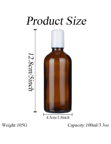 3 Piezas Botellas de Rodillo de Vidrio Ámbar 100ml Happyupcity