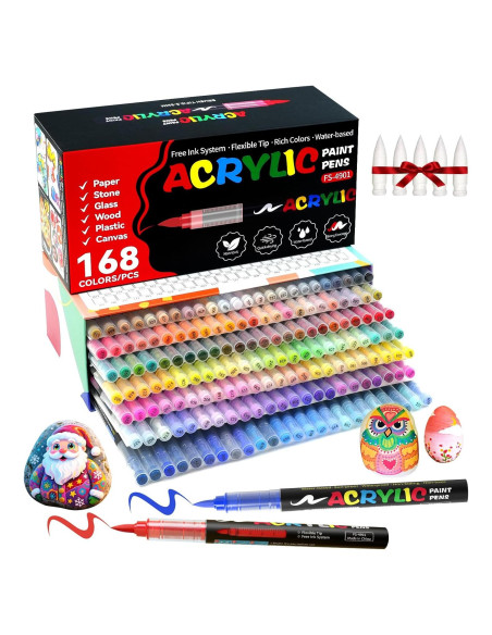 Set de 168 Marcadores de Pintura Acrílica TECADA Multicolor