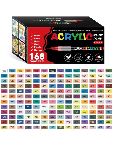Set de 168 Marcadores de Pintura Acrílica TECADA Multicolor