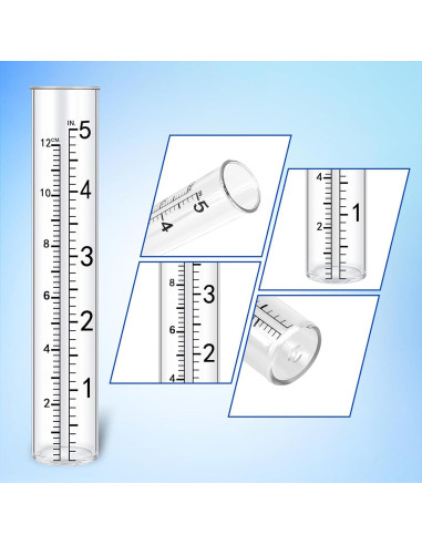 6 Tubos de Reemplazo para Pluviómetro Plástico 12.7 cm Xthrotsenk