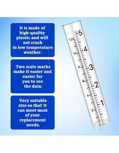 6 Tubos de Reemplazo para Pluviómetro Plástico 12.7 cm Xthrotsenk