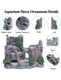 Castillo Acuático de Resina Fazhongfa para Acuarios 18.8 cm 2