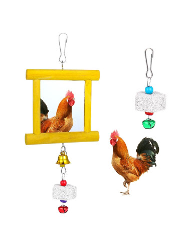 Juguete para Pollos Lnngub - Espejo Columpio y Piedras Limar Picos