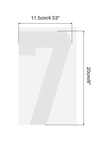 Parche de Número 7 MECCANIXITY 20cm Blanco para Uniforme - Paquete de 5